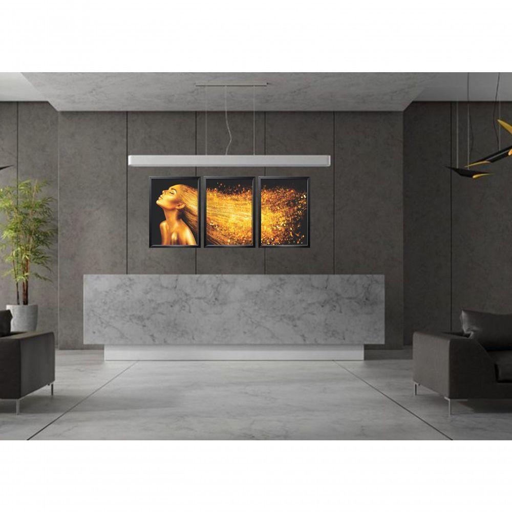 Quadro Decorativo Mulher Cabelo Gold Com Moldura Preto - 3