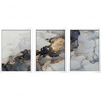 Quadro Decorativo Elegante Mármore Dourado Com Moldura Branco - 2