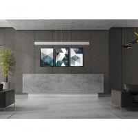 Quadro Decorativo Abstrato Tons Azuis E Cinza Geométricos Com Moldura Preto - 2