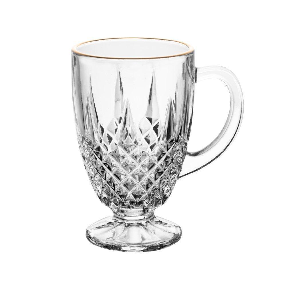 Conjunto De Xícara De Café-cappuccino 6 Peças 150 Ml Diamante Com Fio De Ouro Lyor - 2