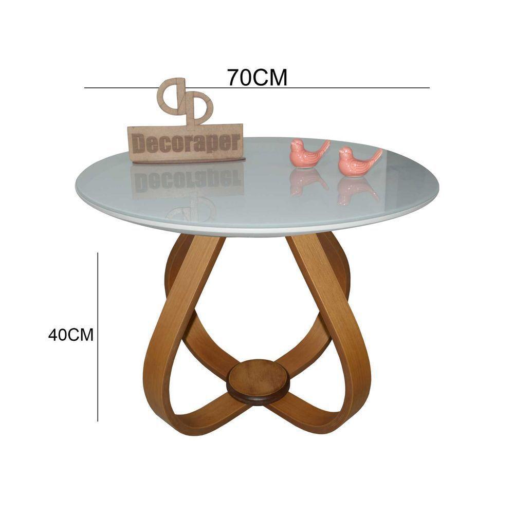 Mesa De Centro Cebola Com Vidro 70cm Off White 40cm - 2