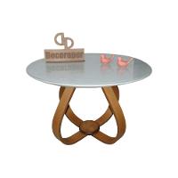 Mesa De Centro Cebola Com Vidro 70cm Off White 40cm - 1