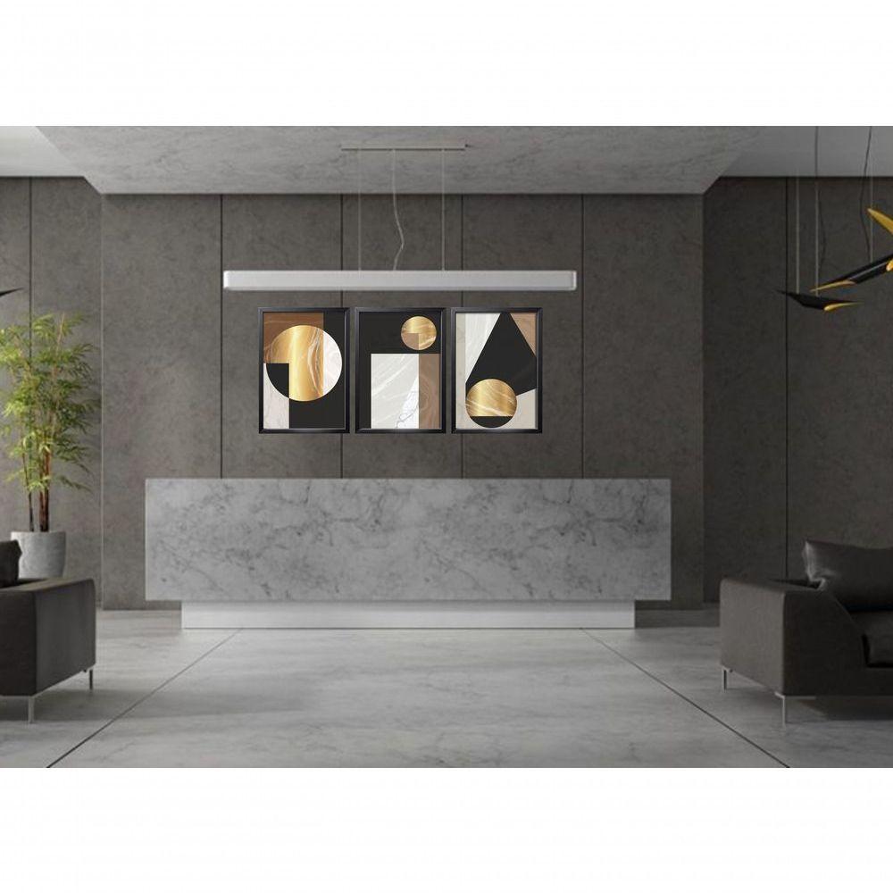 Quadro Decorativo Geométrico Abstrato Com Moldura Preto - 2