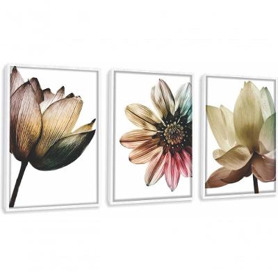 Quadro Decorativo Flores Colorido Com Moldura Branco