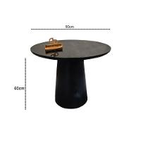 Mesa De Canto Cone Laqueado Com Tampo Vidro 50cm Preto 60cm - 2