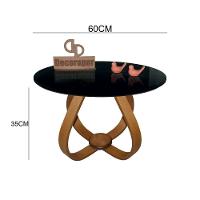 Mesa De Centro Cebola Com Vidro 60cm Preta 35cm - 2