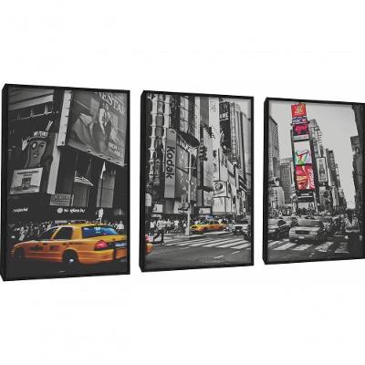 Quadro Decorativo Rua New York Com Moldura Preto