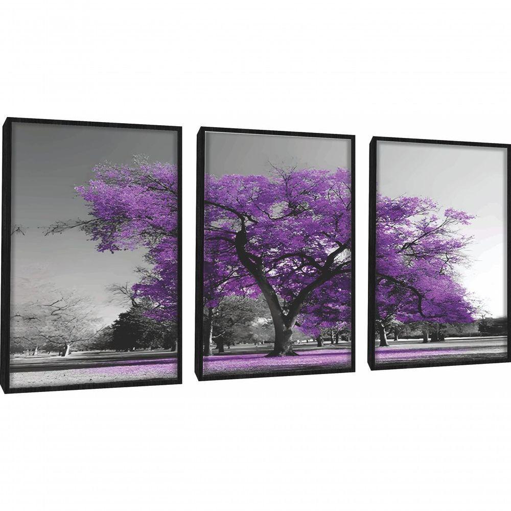 Quadros Decorativos árvore Lilás Com Moldura Preto - 1