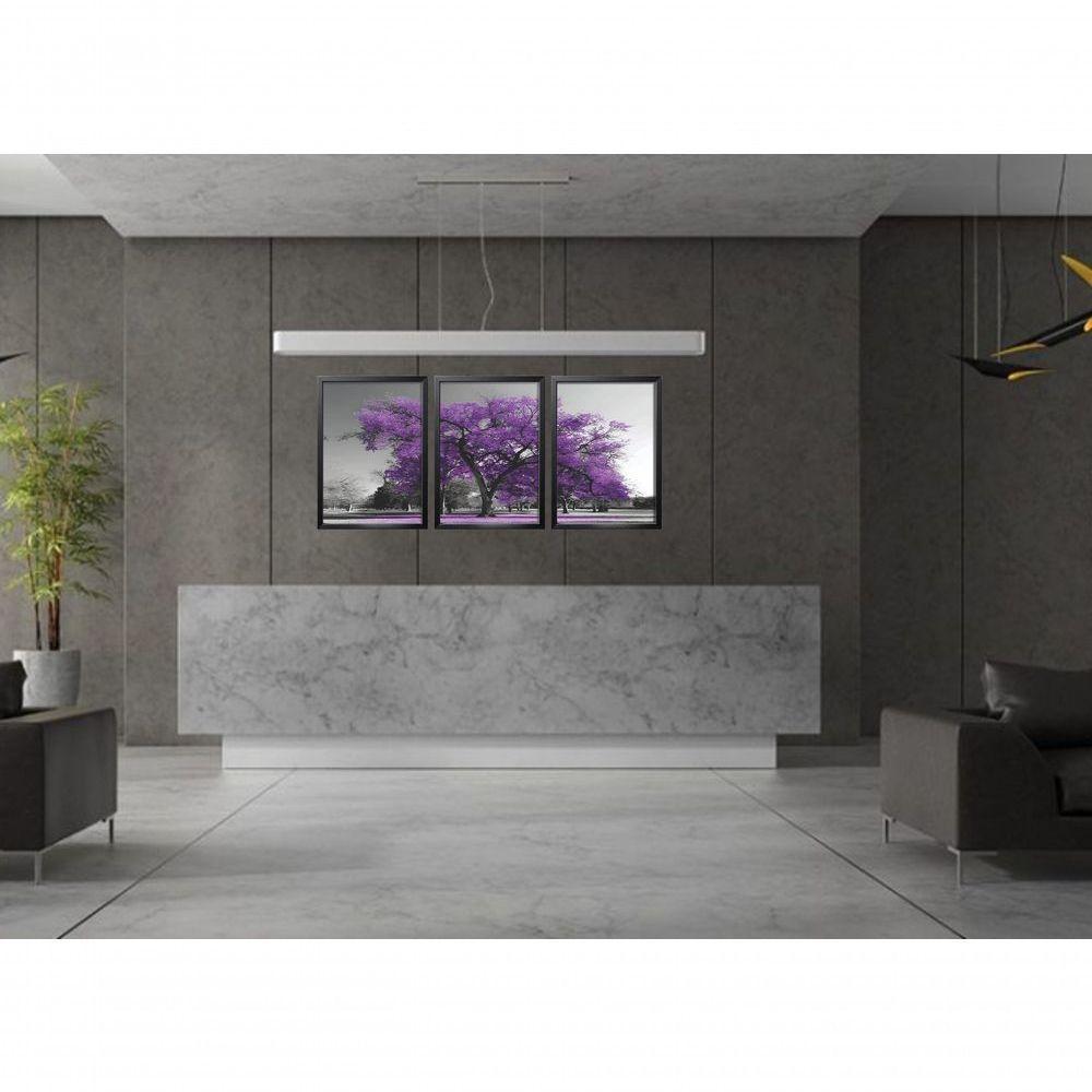 Quadros Decorativos árvore Lilás Com Moldura Preto - 3
