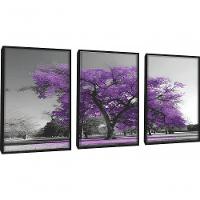 Quadros Decorativos árvore Lilás Com Moldura Preto - 1