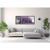 Quadros Decorativos árvore Lilás Com Moldura Preto - 2
