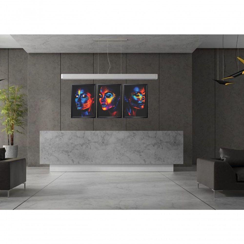 Quadro Decorativo Mulher Maquiagem Neon Com Moldura Preto - 3