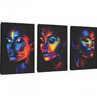 Quadro Decorativo Mulher Maquiagem Neon Com Moldura Preto - 1