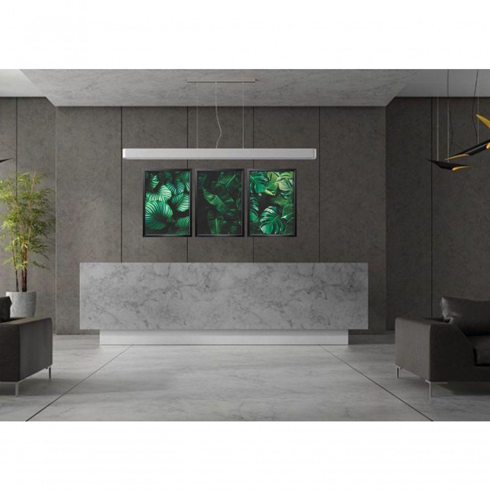 Quadro Decorativo Folhagem Verde Com Moldura Preto - 3