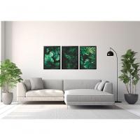 Quadro Decorativo Folhagem Verde Com Moldura Preto - 2