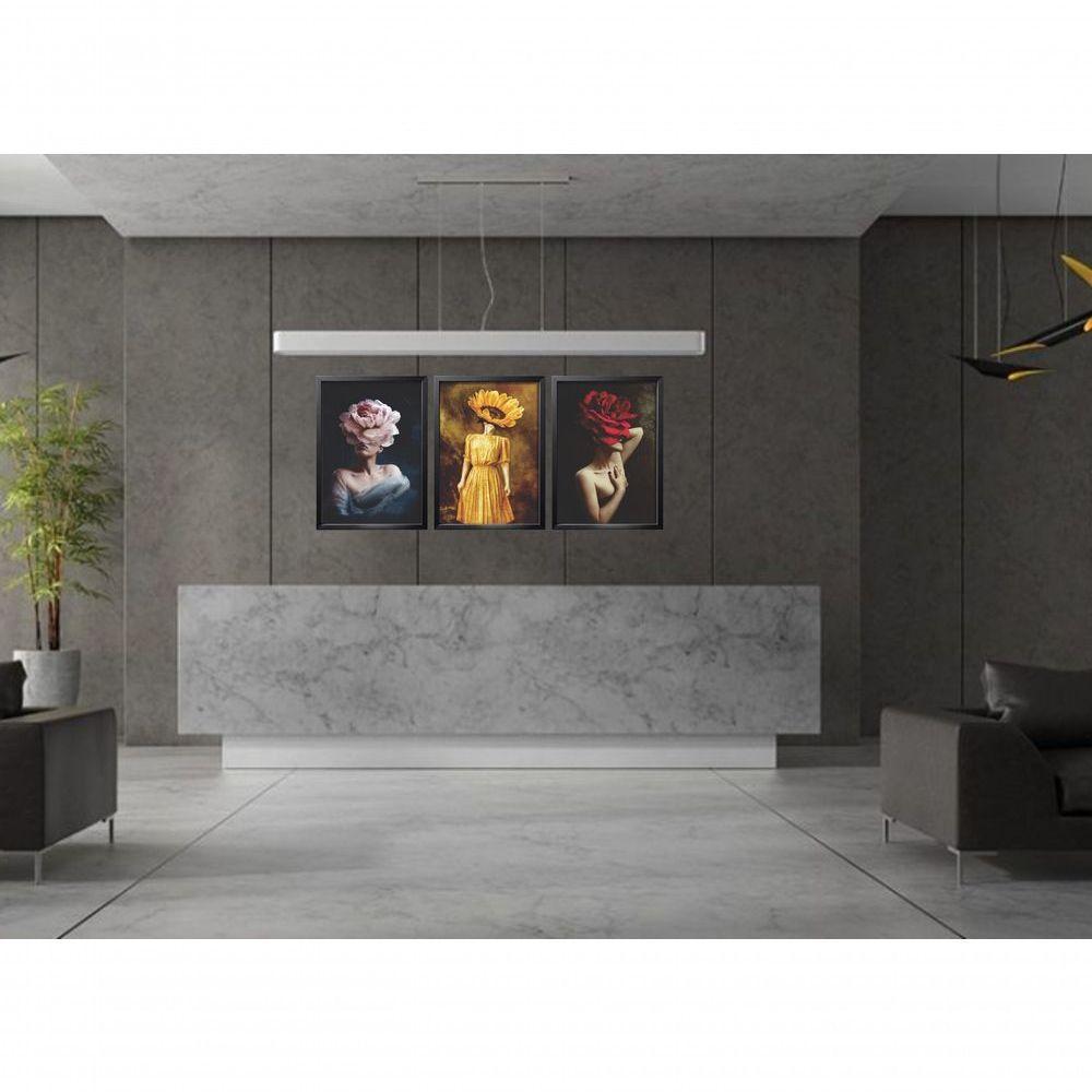 Quadro Decorativo Mulher Com Flor Com Moldura Preto - 2