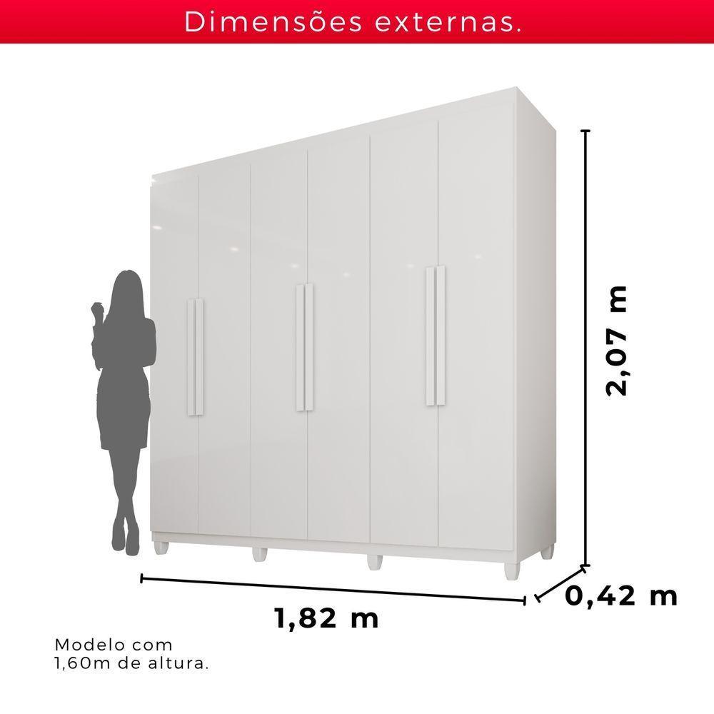 Guarda-roupa Casal 100% Mdf 6 Portas E 4 Gavetas Espanha - Tudo De Móveis Cor Branco - 8