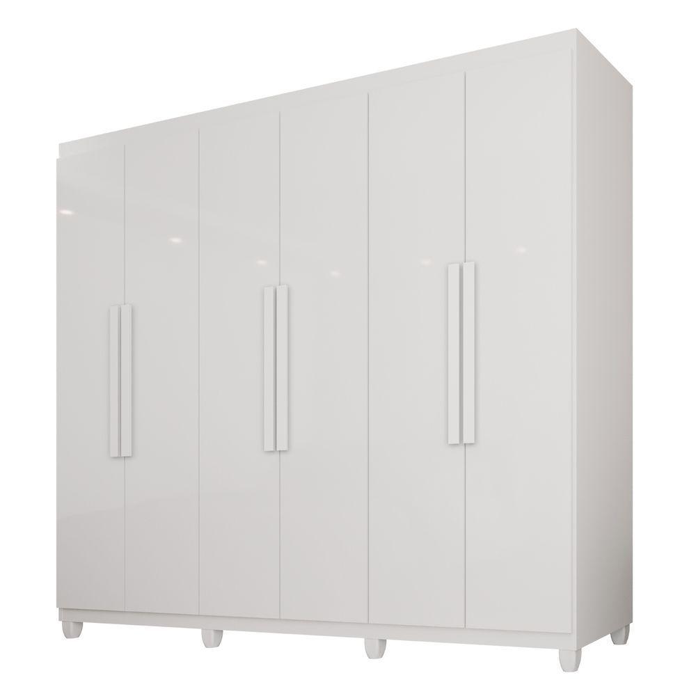 Guarda-roupa Casal 100% Mdf 6 Portas E 4 Gavetas Espanha - Tudo De Móveis Cor Branco - 9
