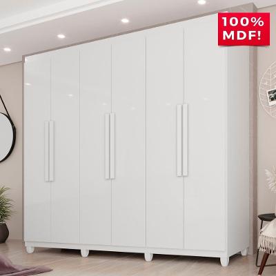 Guarda-roupa Casal 100% Mdf 6 Portas E 4 Gavetas Espanha - Tudo De Móveis Cor Branco