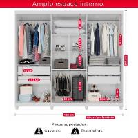 Guarda-roupa Casal 100% Mdf 6 Portas E 4 Gavetas Espanha - Tudo De Móveis Cor Branco - 2