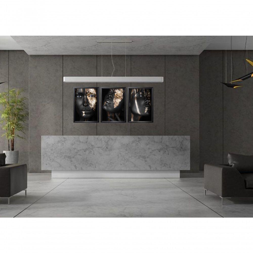 Quadro Decorativo Mulher Negra Maquiagem Com Moldura Preto - 3