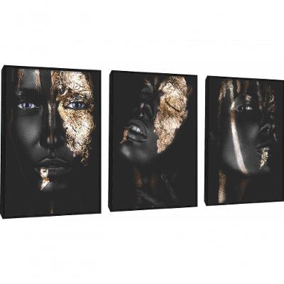 Quadro Decorativo Mulher Negra Maquiagem Com Moldura Preto