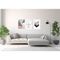 Quadro Decorativo Love Amor Abstratos Geométricos Com Moldura Branco - 3