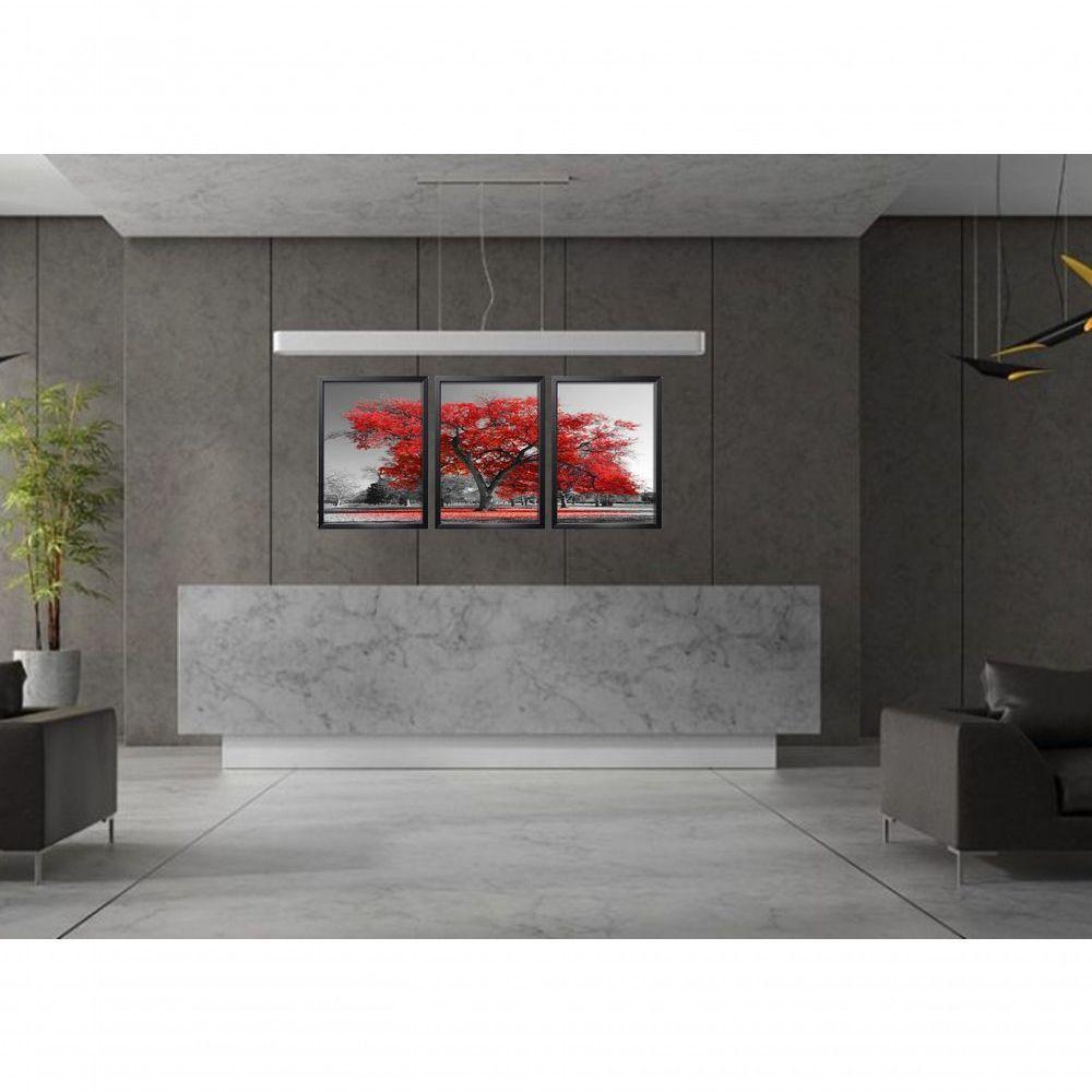Quadros Decorativos árvore Vermelha Com Moldura Preto - 3