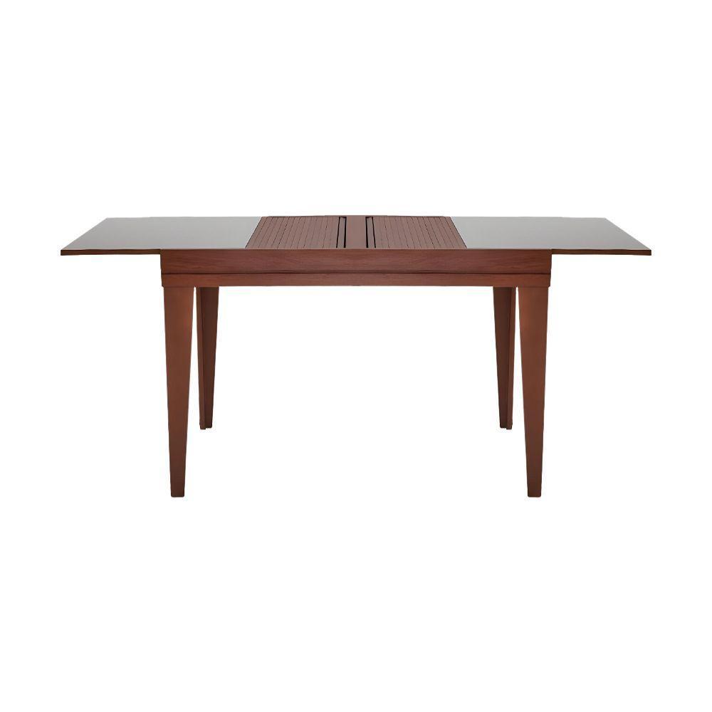 Mesa De Jantar 1,20m Extensível 1,80m Gênova Em Madeira Maciça Imbuia Tampo Em Vidro Off White - 5