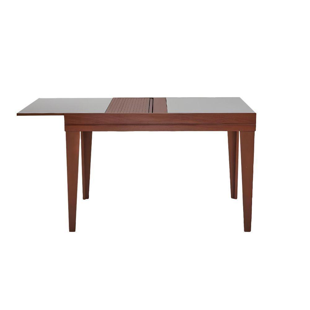 Mesa De Jantar 1,20m Extensível 1,80m Gênova Em Madeira Maciça Imbuia Tampo Em Vidro Off White - 6