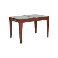 Mesa De Jantar 1,20m Extensível 1,80m Gênova Em Madeira Maciça Imbuia Tampo Em Vidro Off White - 2