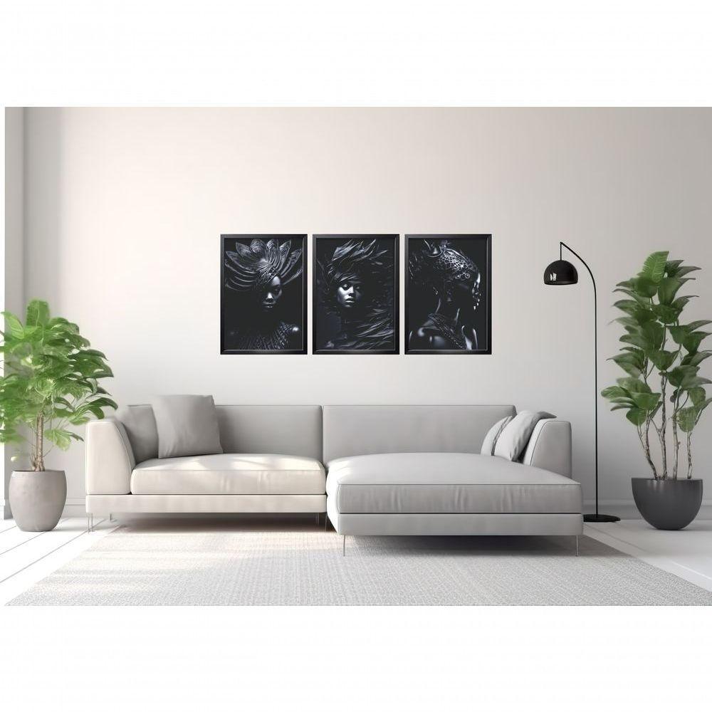 Quadro Decorativo Black Mulher 3d Com Moldura Preto - 3