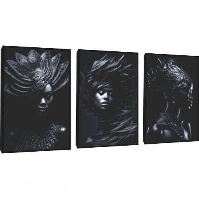 Quadro Decorativo Black Mulher 3d Com Moldura Preto