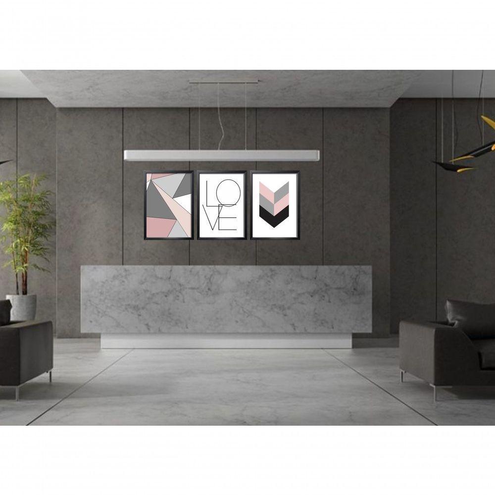 Quadro Decorativo Love Amor Abstratos Geométricos Com Moldura Preto - 2