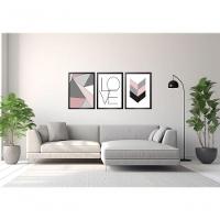 Quadro Decorativo Love Amor Abstratos Geométricos Com Moldura Preto - 3