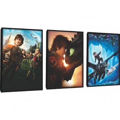 Quadro Decorativo Como Treinar Seu Dragão Com Moldura Preto