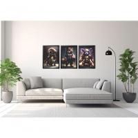 Quadro Decorativo Super Heróis Pets Com Moldura Preto - 3