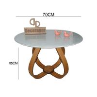 Mesa De Centro Cebola Com Vidro 70cm Off White 35cm - 2