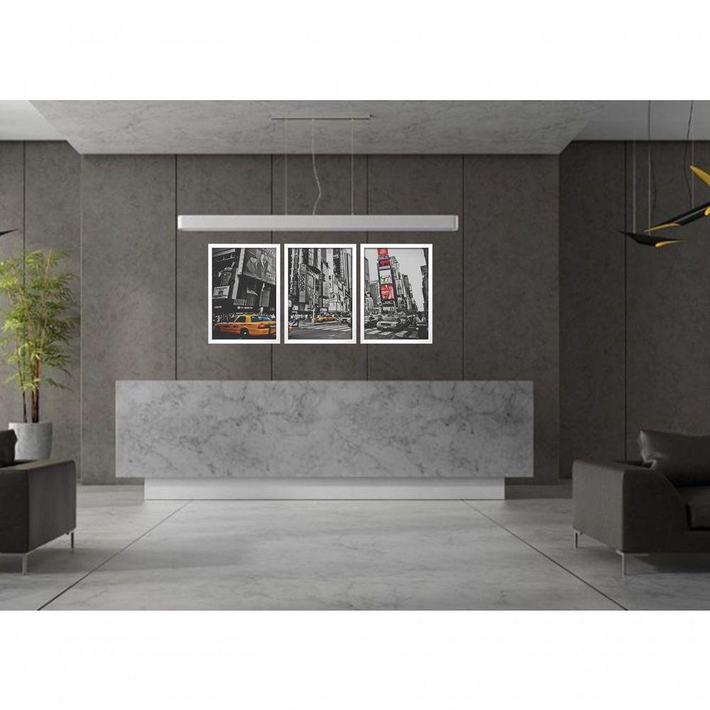 Quadro Decorativo Rua New York Com Moldura Branco - 2