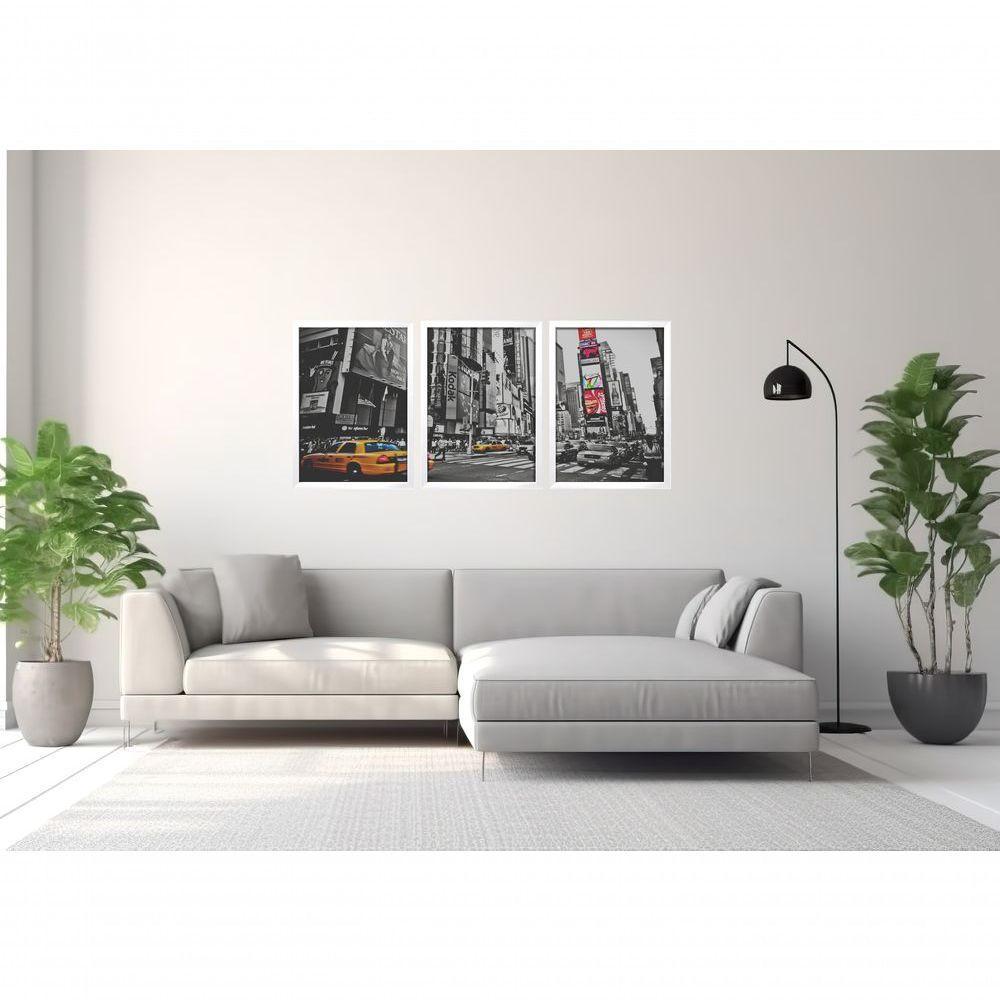 Quadro Decorativo Rua New York Com Moldura Branco - 3