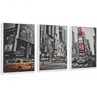 Quadro Decorativo Rua New York Com Moldura Branco - 1
