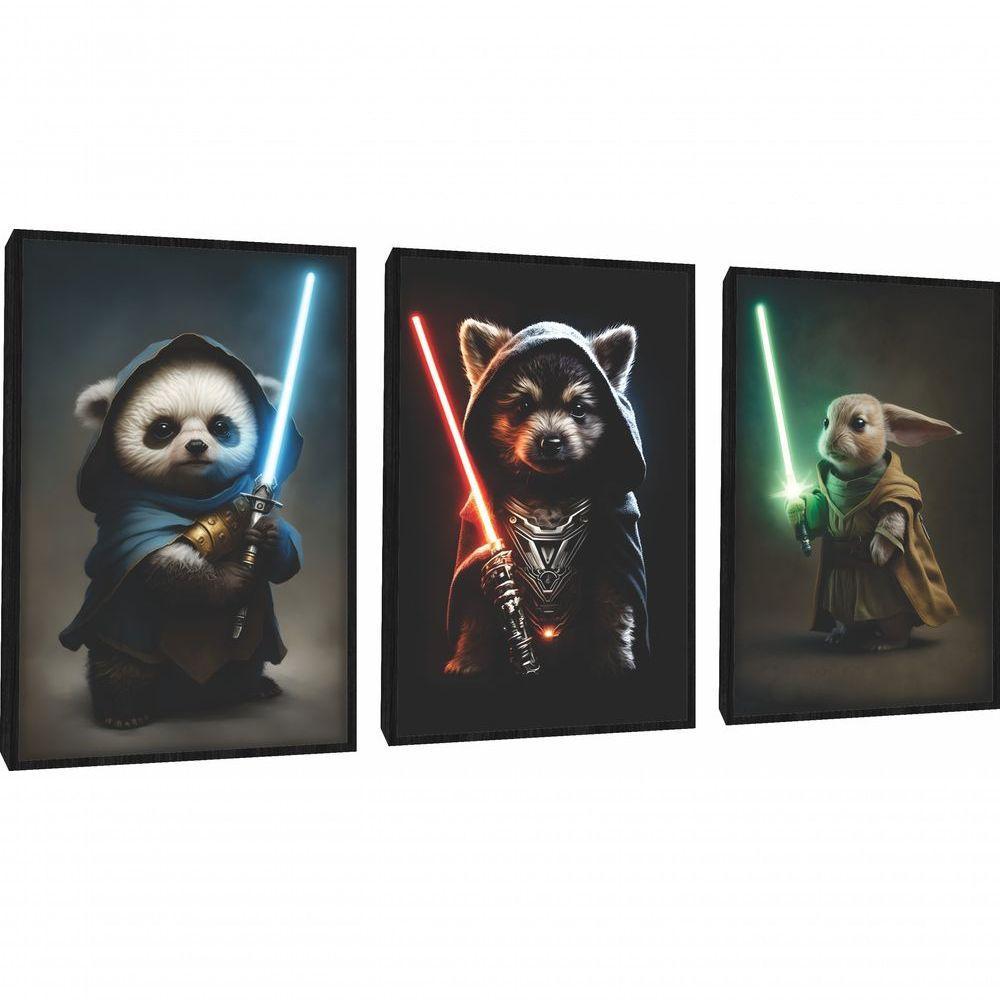 Quadro Decorativo Super Pets Stars Com Moldura Preto - 1