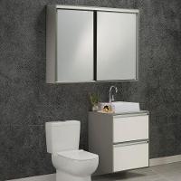 Conjunto Gabinete E Espelheira Plena Versati 80 Cm - Verde/Branco - 1