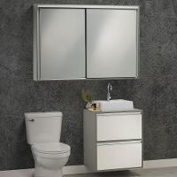 Conjunto Gabinete E Espelheira Plena Versati 80 Cm - Verde/Branco - 2