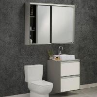 Conjunto Gabinete E Espelheira Plena Versati 80 Cm - Verde/Branco - 9