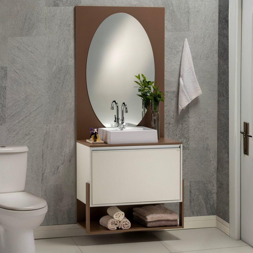 Conjunto Gabinete E Espelheira Plena Superior 80 Cm - Bronze/Branco - 2