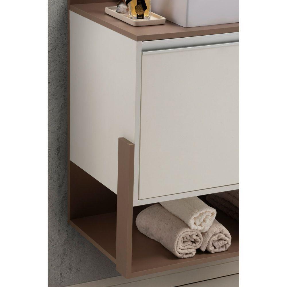 Conjunto Gabinete E Espelheira Plena Superior 80 Cm - Bronze/Branco - 4