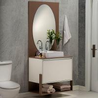 Conjunto Gabinete E Espelheira Plena Superior 80 Cm - Bronze/Branco - 1