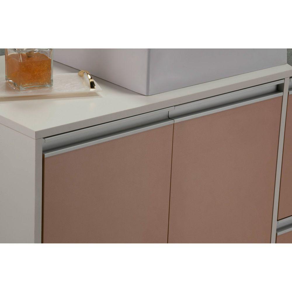 Conjunto Gabinete E Espelheira Plena Elegance 120 Cm - Branco/Salmão - 3