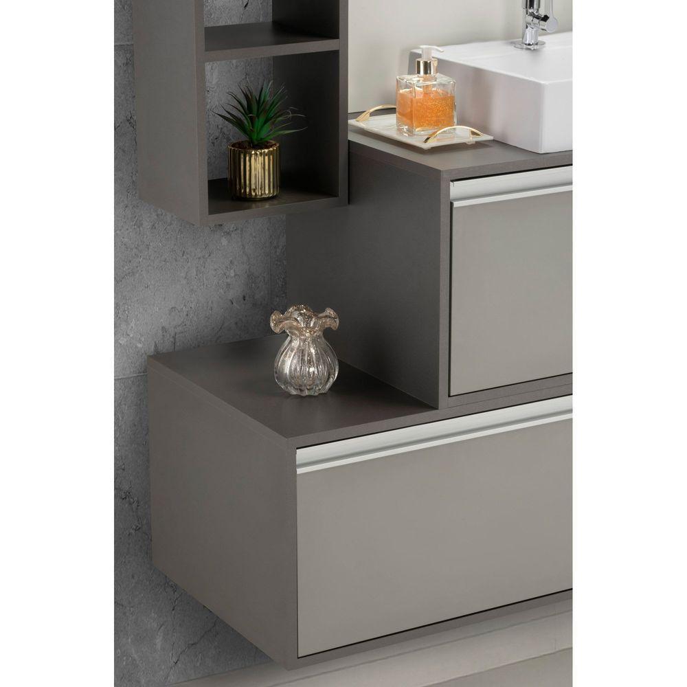 Conjunto Gabinete E Espelheira Plena Conceito 120 Cm - Chumbo/Verde - 3